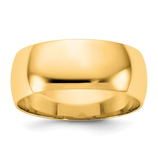 10K Yellow Gold 10Ky 7.5mm Lightweight Half Round Band Size 12