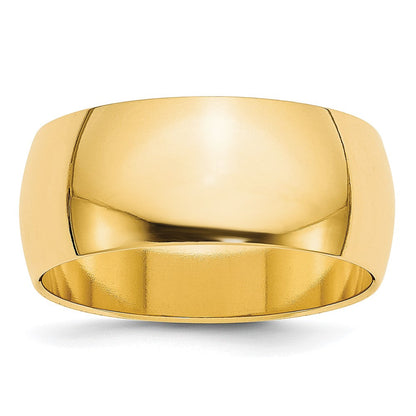 18k Yellow Gold 8mm Lightweight Half Round Wedding Band Ring