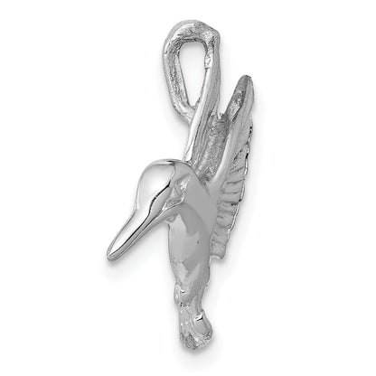 14K White Gold Polished Open-Backed Hummingbird Chain Slide