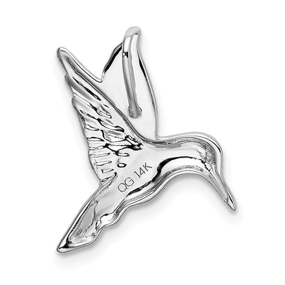 14K White Gold Polished Open-Backed Hummingbird Chain Slide