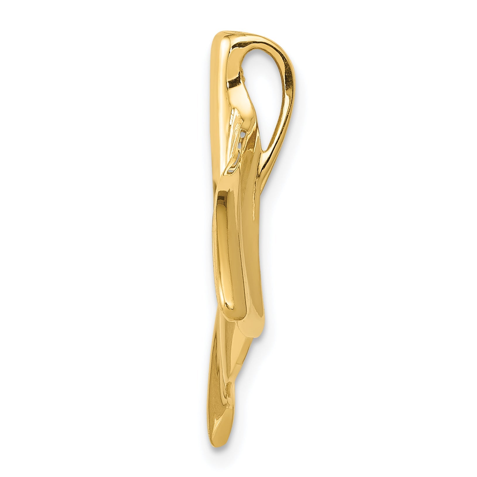 14K Yellow Gold Whale Tail Chain Slide