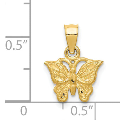14K Yellow Gold Diamond-Cut Butterfly Pendant
