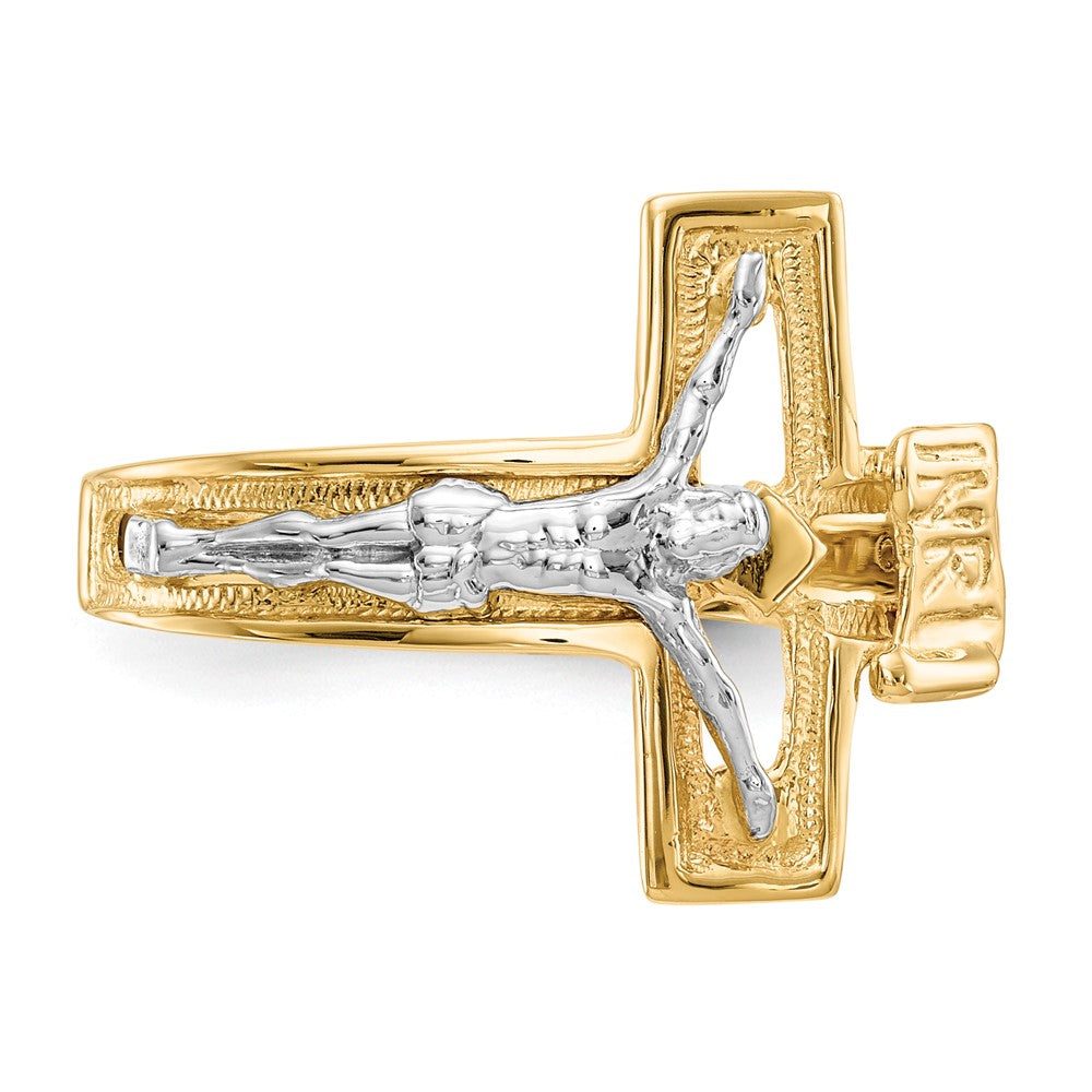 14K Two-Tone Gold Crucifix Men's Ring
