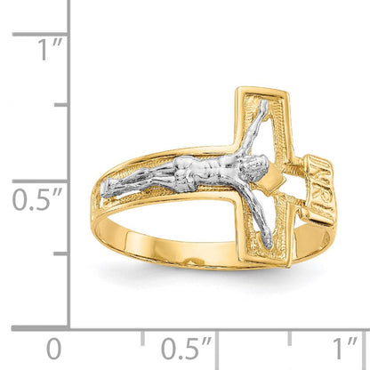 14K Two-Tone Gold Crucifix Men's Ring