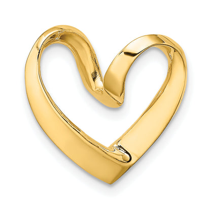 14K Yellow Gold Polished Heart Chain Slide