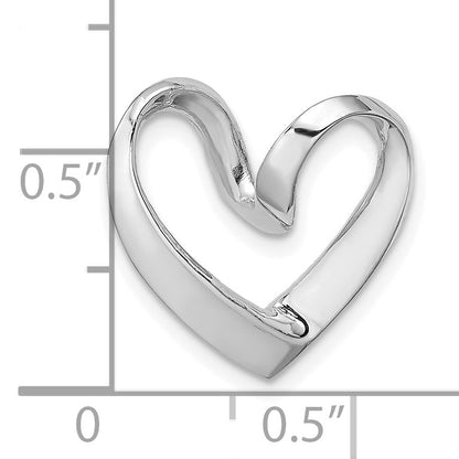 14K White Gold Polished Heart Chain Slide