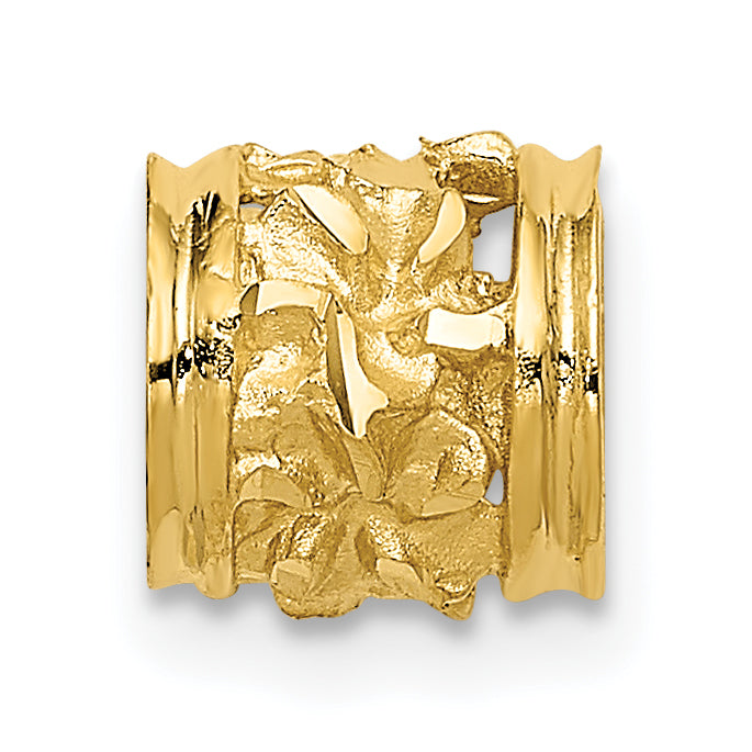 14K Yellow Gold Diamond-Cut Mini Plumeria Barrel Chain Slide