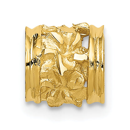 14K Yellow Gold Diamond-Cut Mini Plumeria Barrel Chain Slide