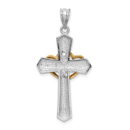 14k Two-tone Gold Cross w/Hearts Pendant