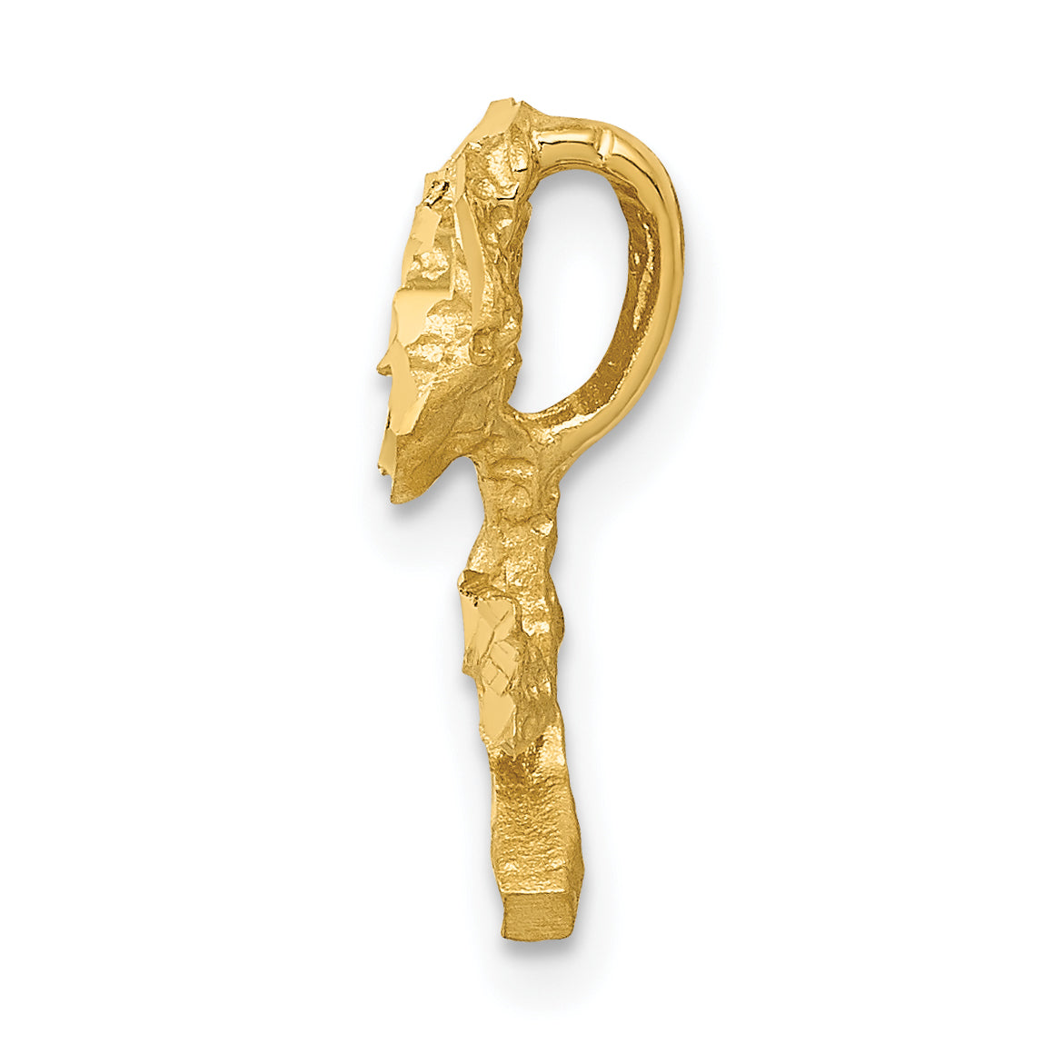 14K Yellow Gold Satin Diamond-Cut Rose Chain Slide