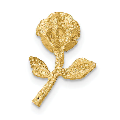 14K Yellow Gold Satin Diamond-Cut Rose Chain Slide