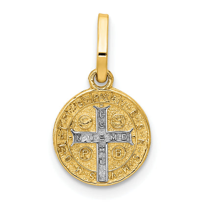 14K Yellow & Rhodium With Circle St. Benedict Medal Pendant
