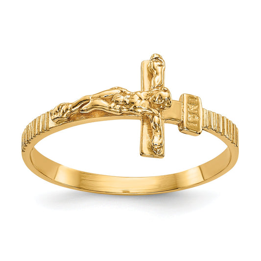 14K Yellow Gold Polished Jesus Band Ring