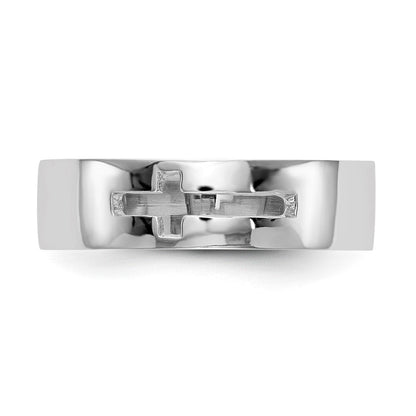 14k White Gold Polished Cut-out Cross Men's Ring