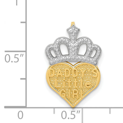 14K Yellow & Rhodium W/White Polished Daddy'S Little Girl Heart Chain Slide
