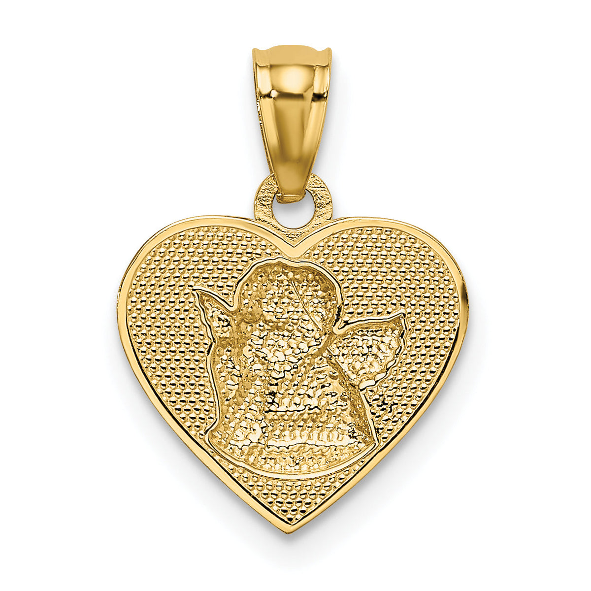 14K Yellow & Rhodium W/Rhodium Polished Guardian Angel In Heart Pendant ...