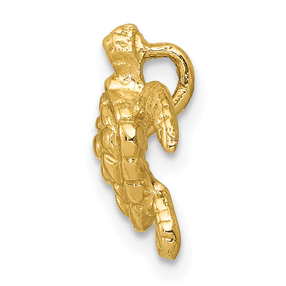 14K Yellow Gold Polished Small Sea Turtle Chain Slide