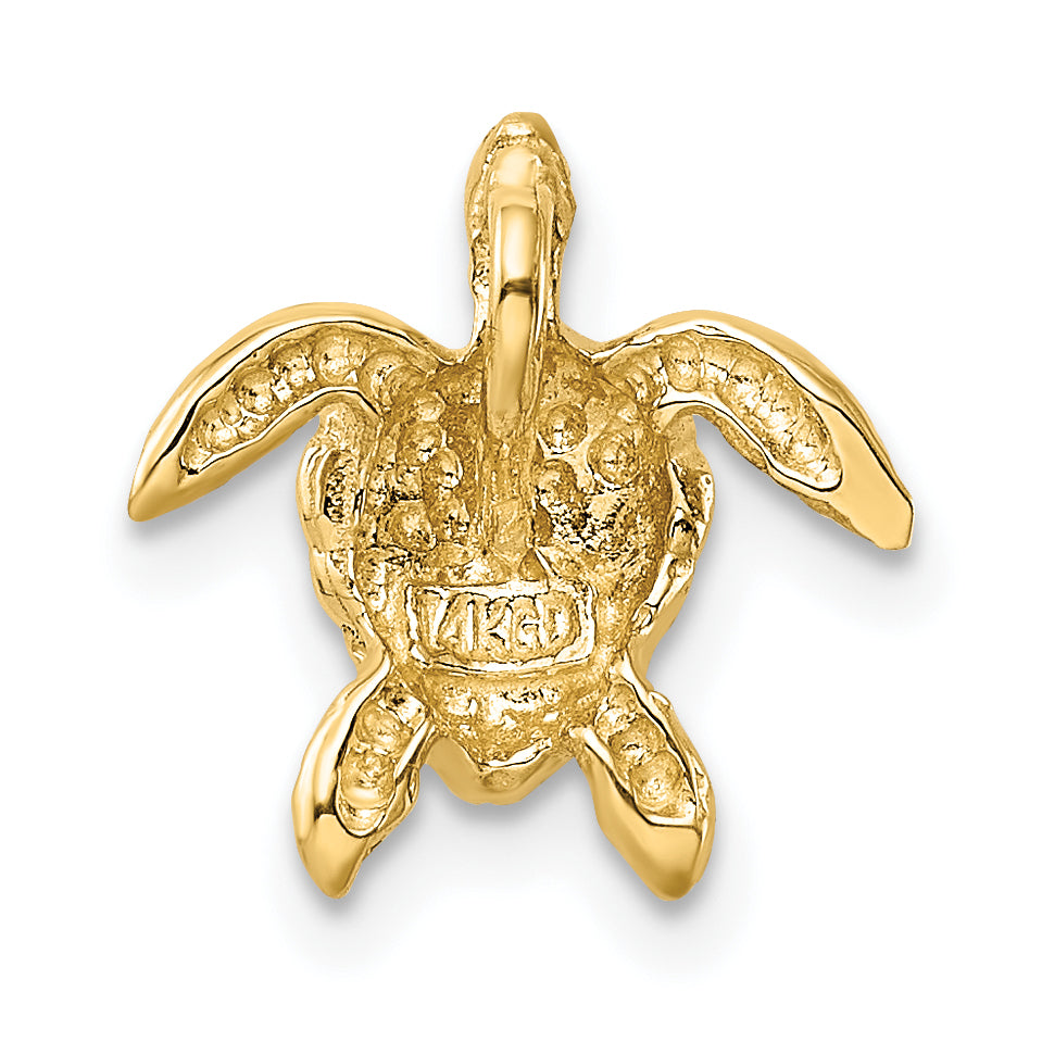 14K Yellow Gold Polished Small Sea Turtle Chain Slide