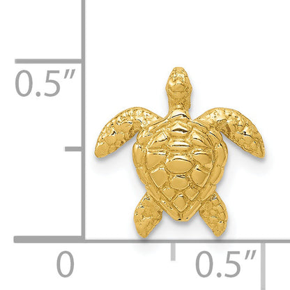 14K Yellow Gold Polished Small Sea Turtle Chain Slide