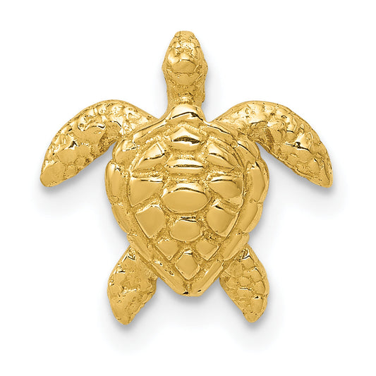 14K Yellow Gold Polished Small Sea Turtle Chain Slide