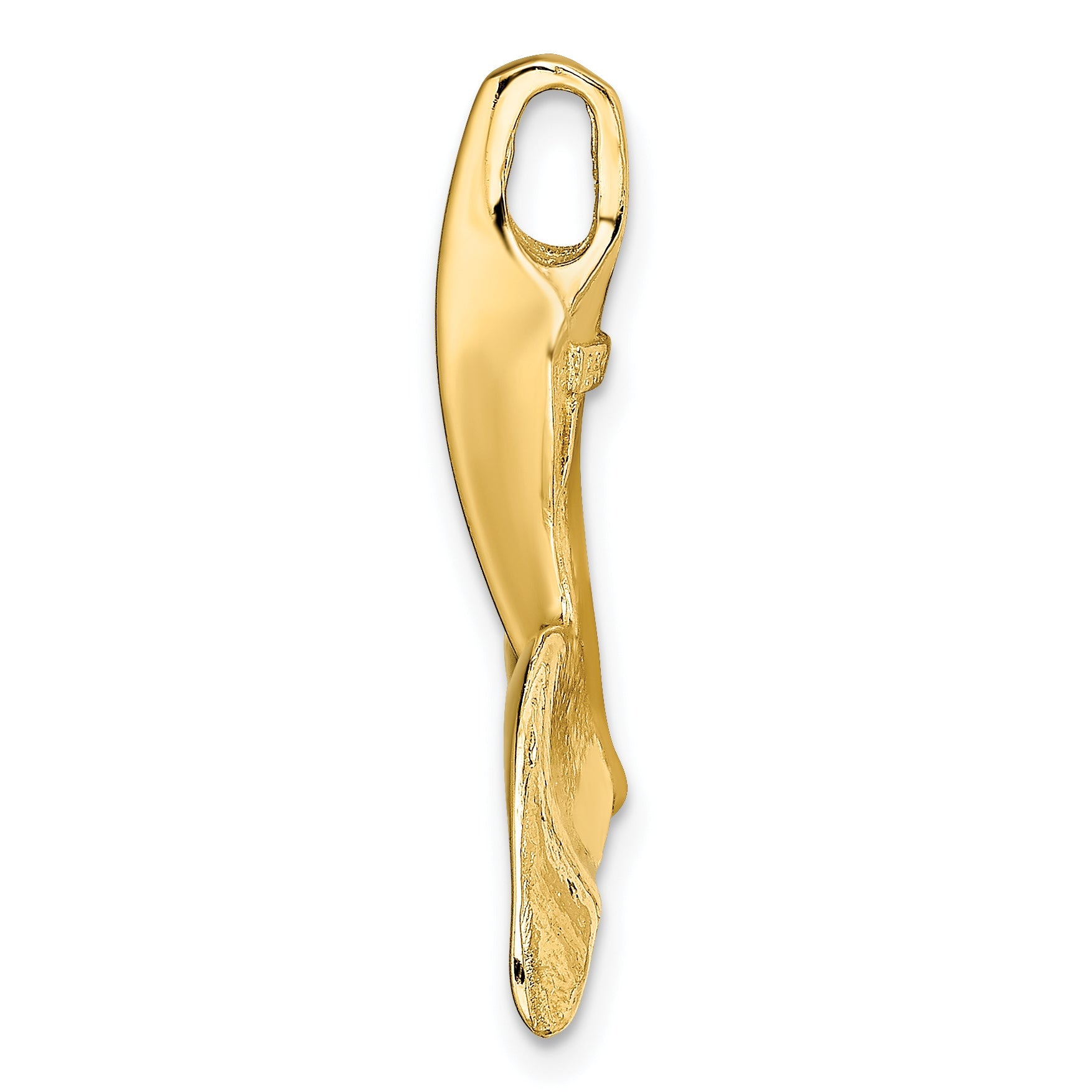 14K Yellow Gold 3-D Polished Engraved Whale Tail Chain Slide
