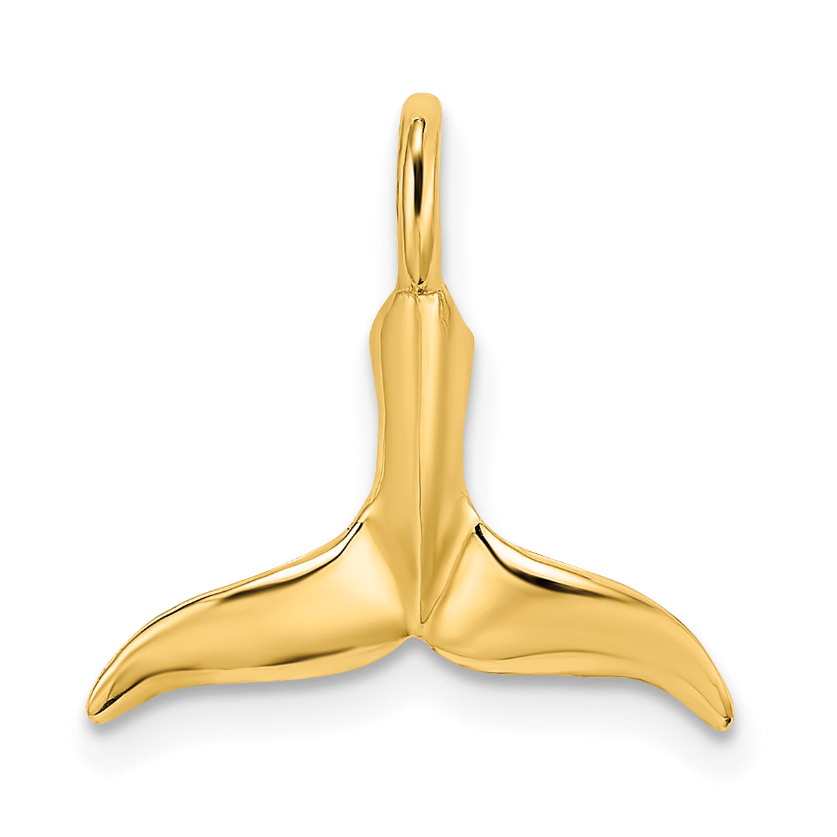 14K Yellow Gold 3-D Polished Whale Tail Chain Slide