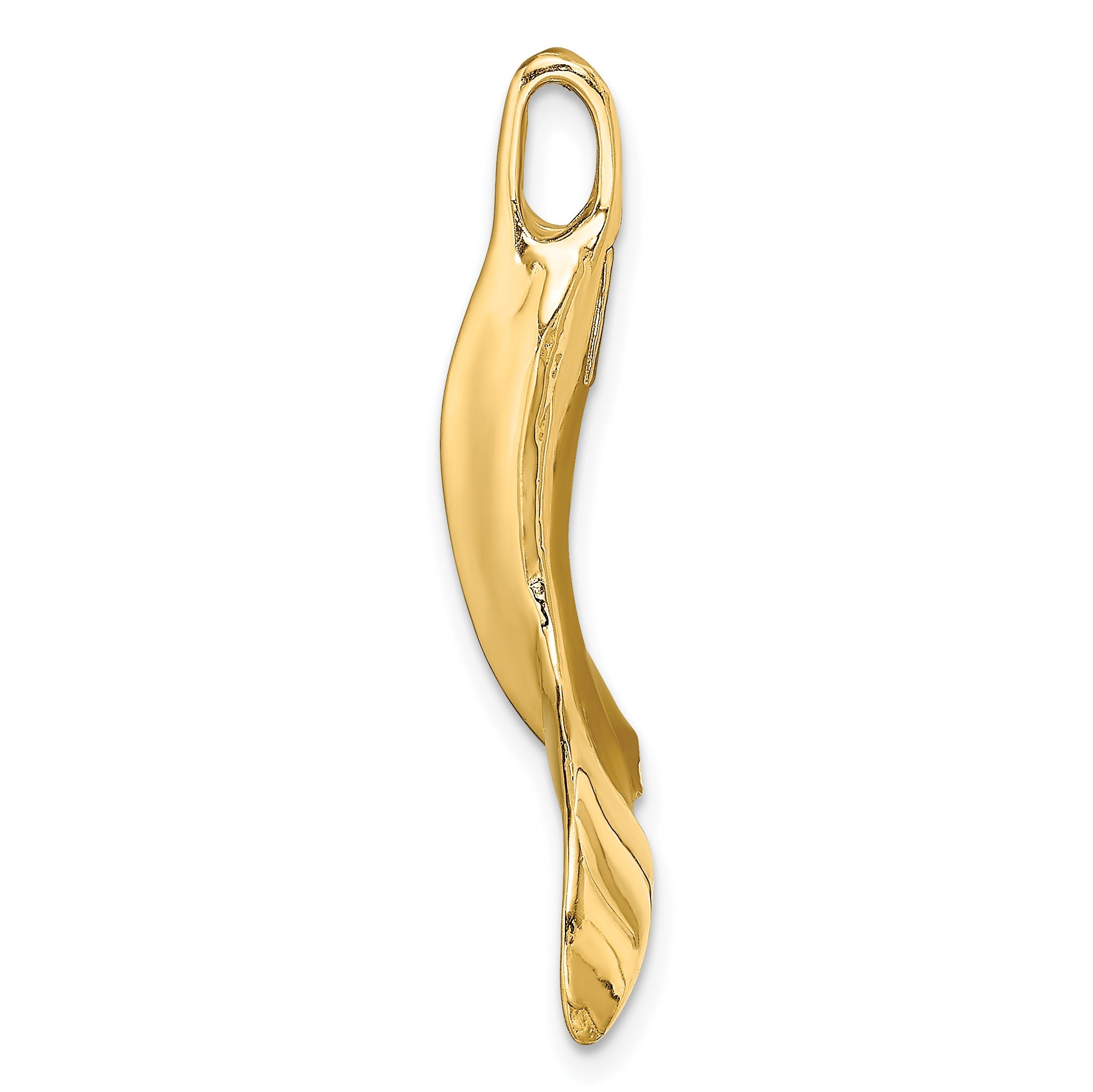 14K Yellow Gold 3-D Polished Whale Tail Chain Slide
