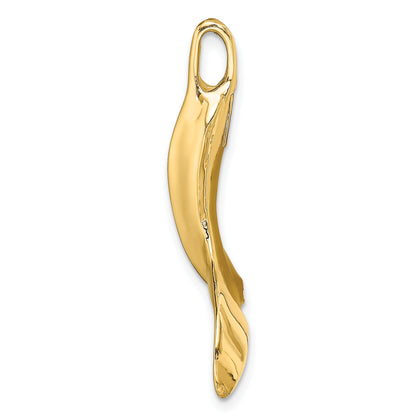 14K Yellow Gold 3-D Polished Whale Tail Chain Slide