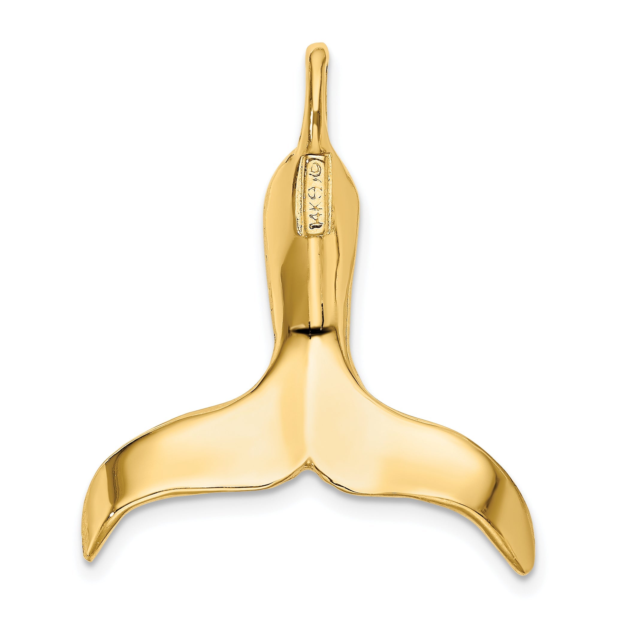 14K Yellow Gold 3-D Polished Whale Tail Chain Slide