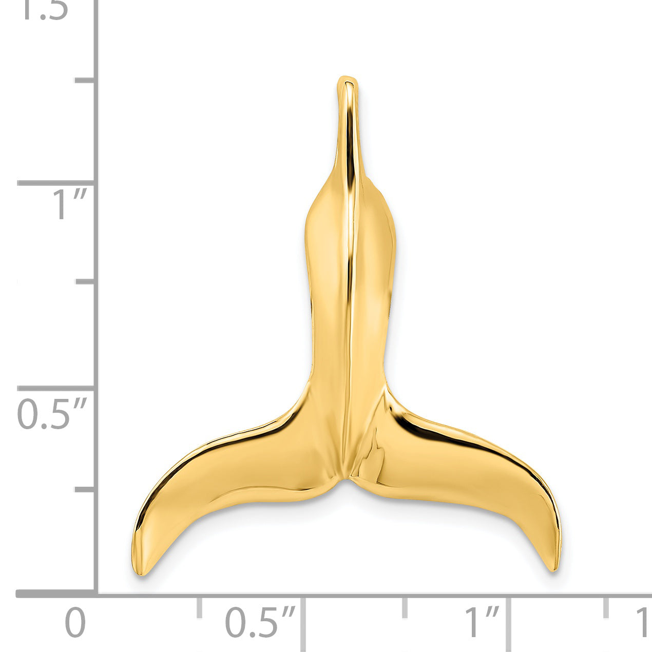 14K Yellow Gold 3-D Polished Whale Tail Chain Slide