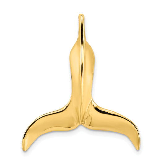 14K Yellow Gold 3-D Polished Whale Tail Chain Slide