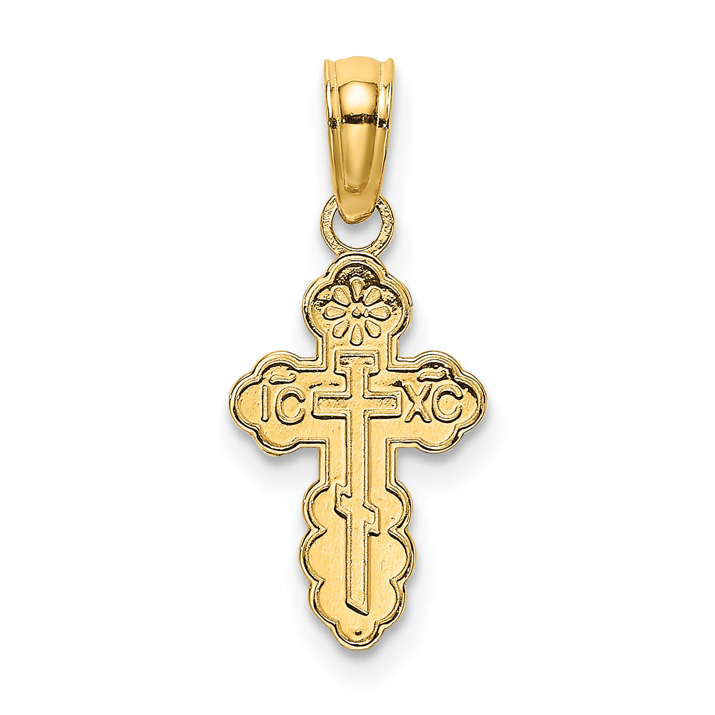 14K Yellow Gold Mini Eastern Orthodox Cross Charm