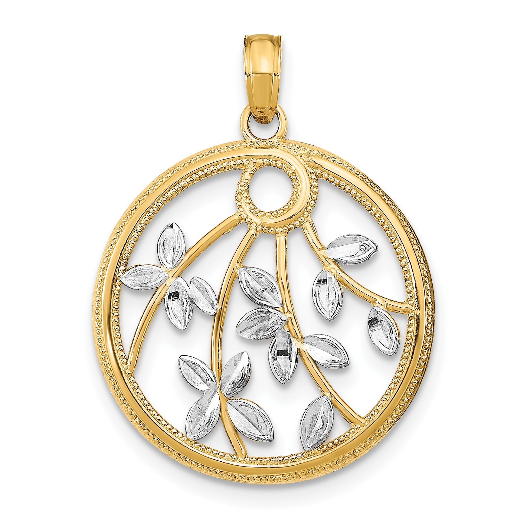14K Yellow & Rhodium W/Rhodium Round Frame Charm (K9491) – goldia.ca