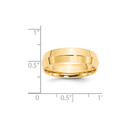 14k Yellow Gold 6mm Knife Edge Comfort Fit Wedding Band Ring