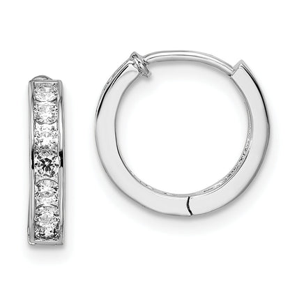 Fashion Kelly Waters Rhodium Plated Channel Set Clear Cz Huggie Earrings