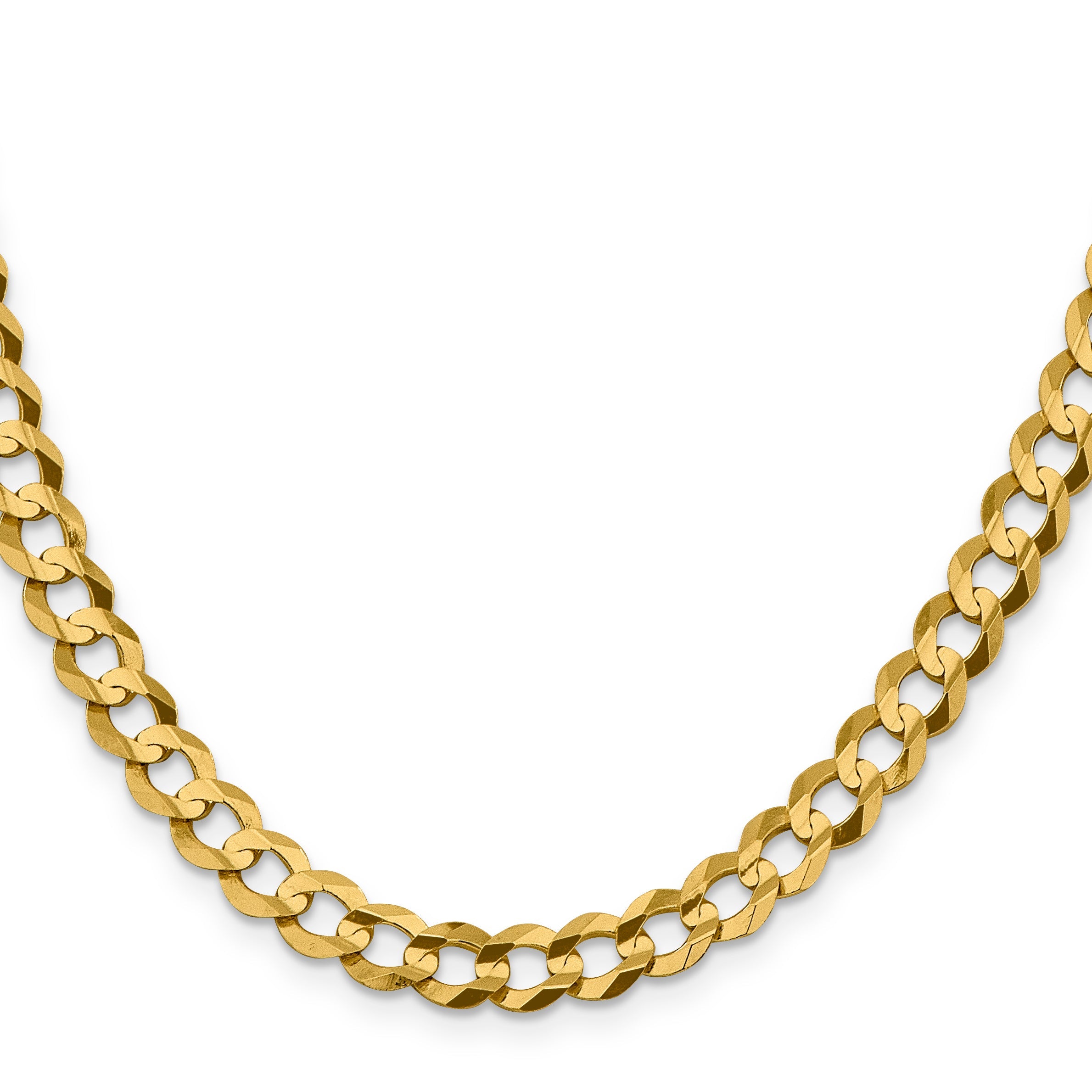 14K Yellow Gold 7.2mm Lightweight Flat Cuban With Lobster Clasp Chain Necklace