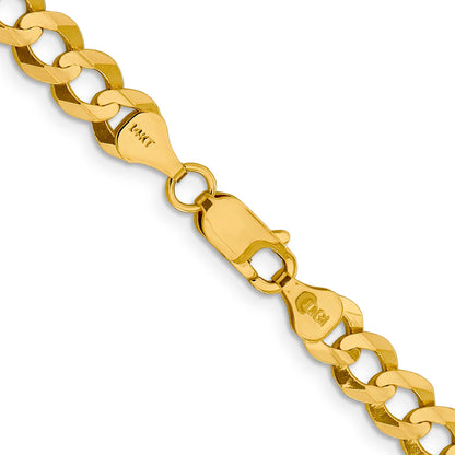 14K Yellow Gold 7.2mm Lightweight Flat Cuban With Lobster Clasp Chain Necklace