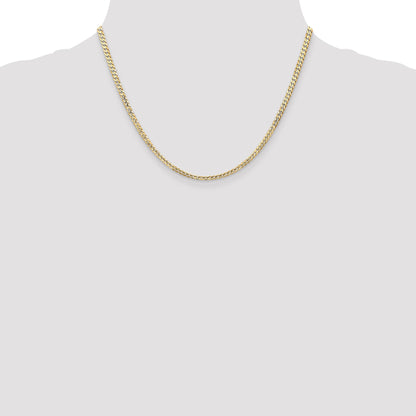 14K Yellow Gold 18 Inch 3mm Open Concave Curb With Lobster Clasp Chain Necklace