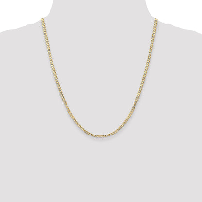 14K Yellow Gold 22 Inch 3mm Open Concave Curb With Lobster Clasp Chain Necklace