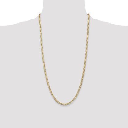 14K Yellow Gold 28 Inch 3.8mm Open Concave Curb With Lobster Clasp Chain Necklace