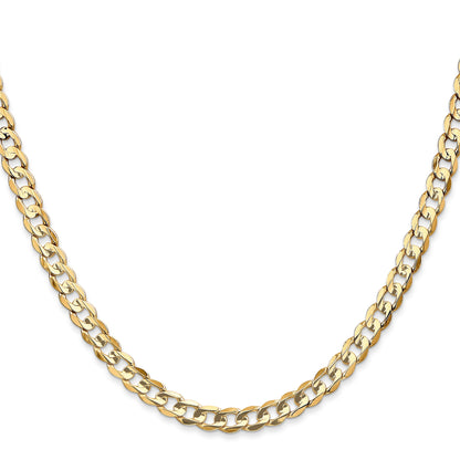 14K Yellow Gold 18 Inch 4.5mm Open Concave Curb With Lobster Clasp Chain Necklace