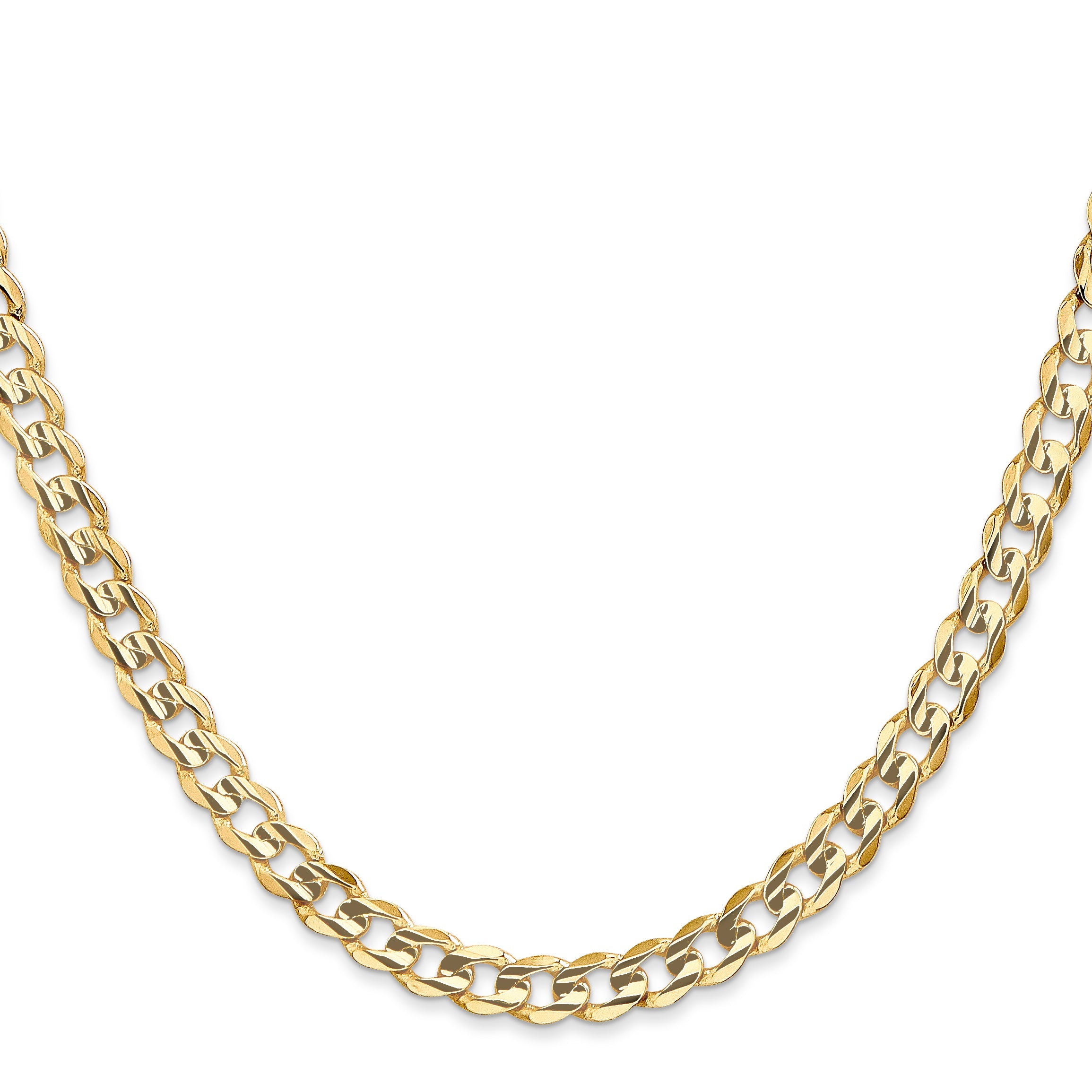 14K Yellow Gold 18 Inch 5.25mm Open Concave Curb With Lobster Clasp Chain Necklace