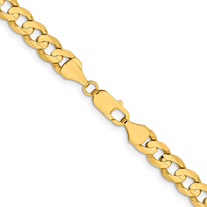 14K Yellow Gold 20 Inch 8.5mm Open Concave Curb With Lobster Clasp Chain Necklace