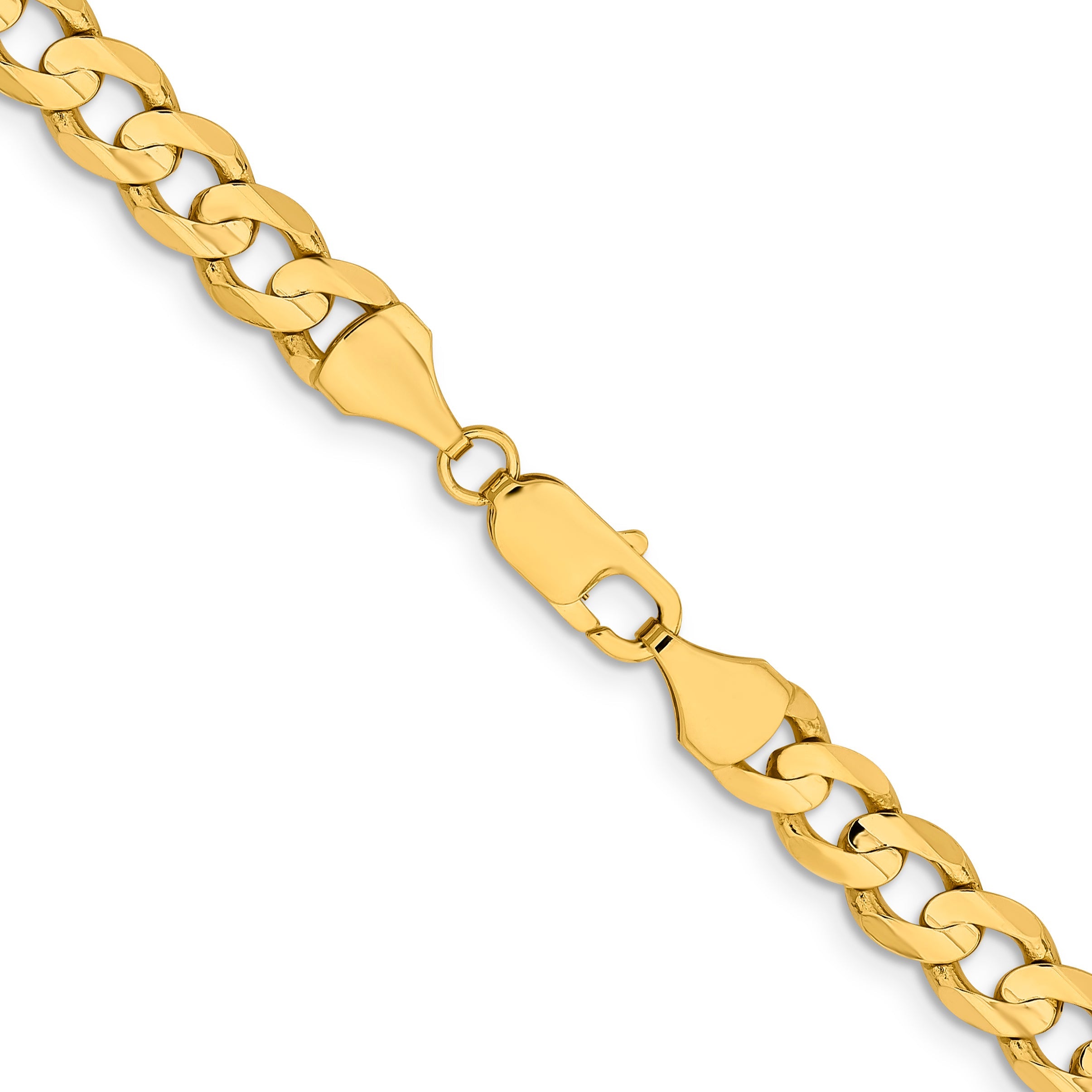 14K Yellow Gold 22 Inch 8.5mm Open Concave Curb With Lobster Clasp Chain Necklace