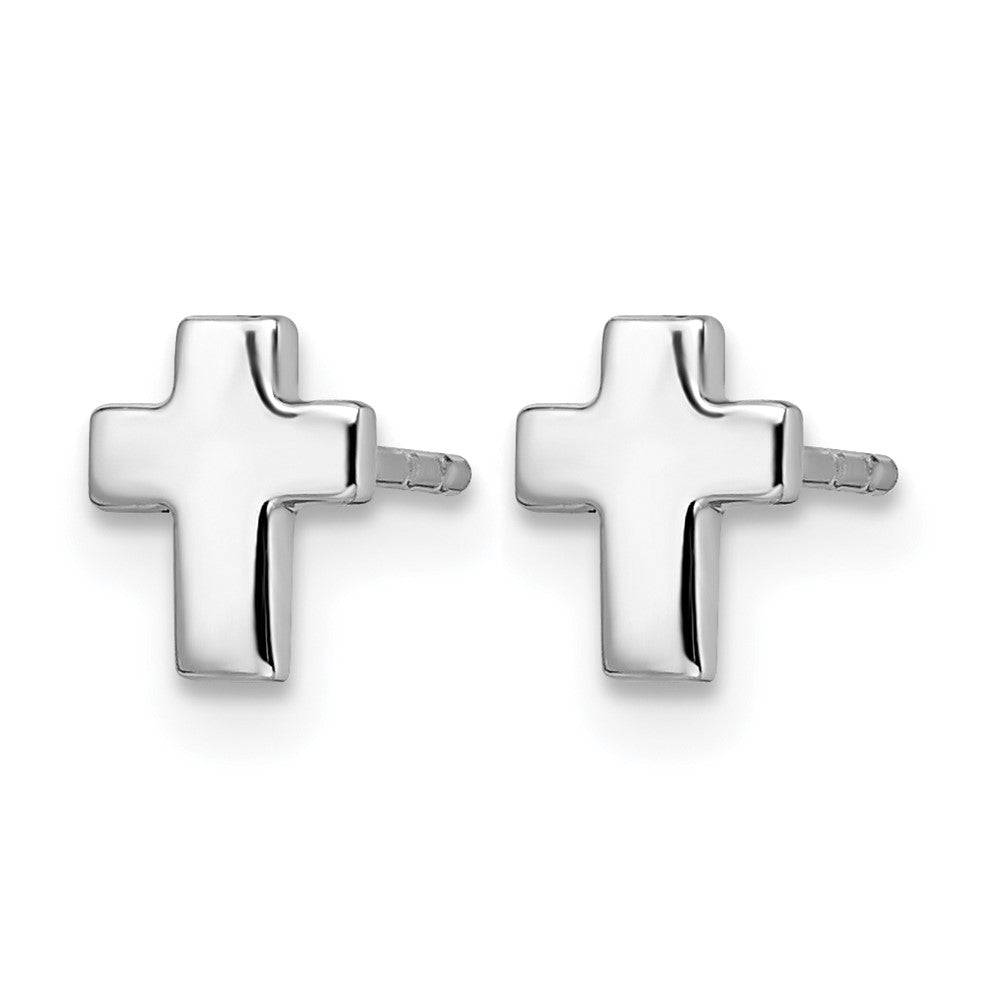 14K White Gold Polished Cross Post Earrings