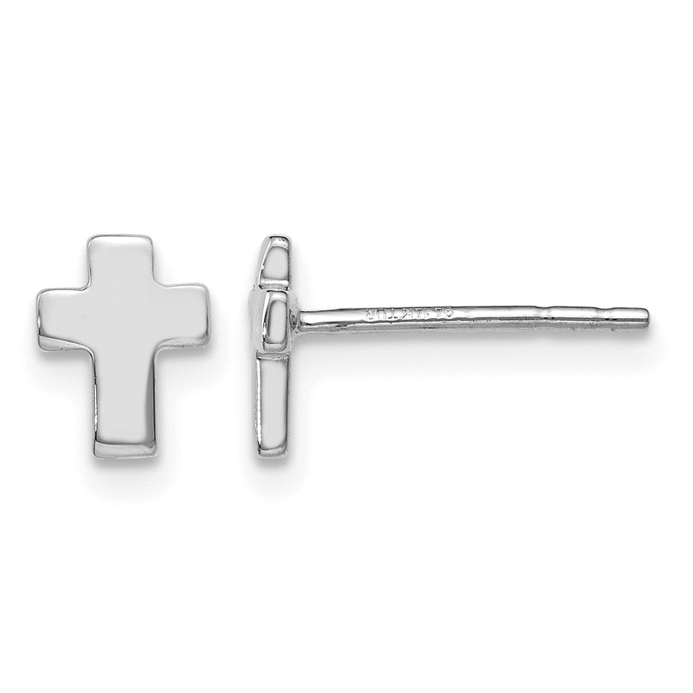 14K White Gold Polished Cross Post Earrings