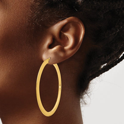 14K Yellow Gold Polished Hoop Earrings