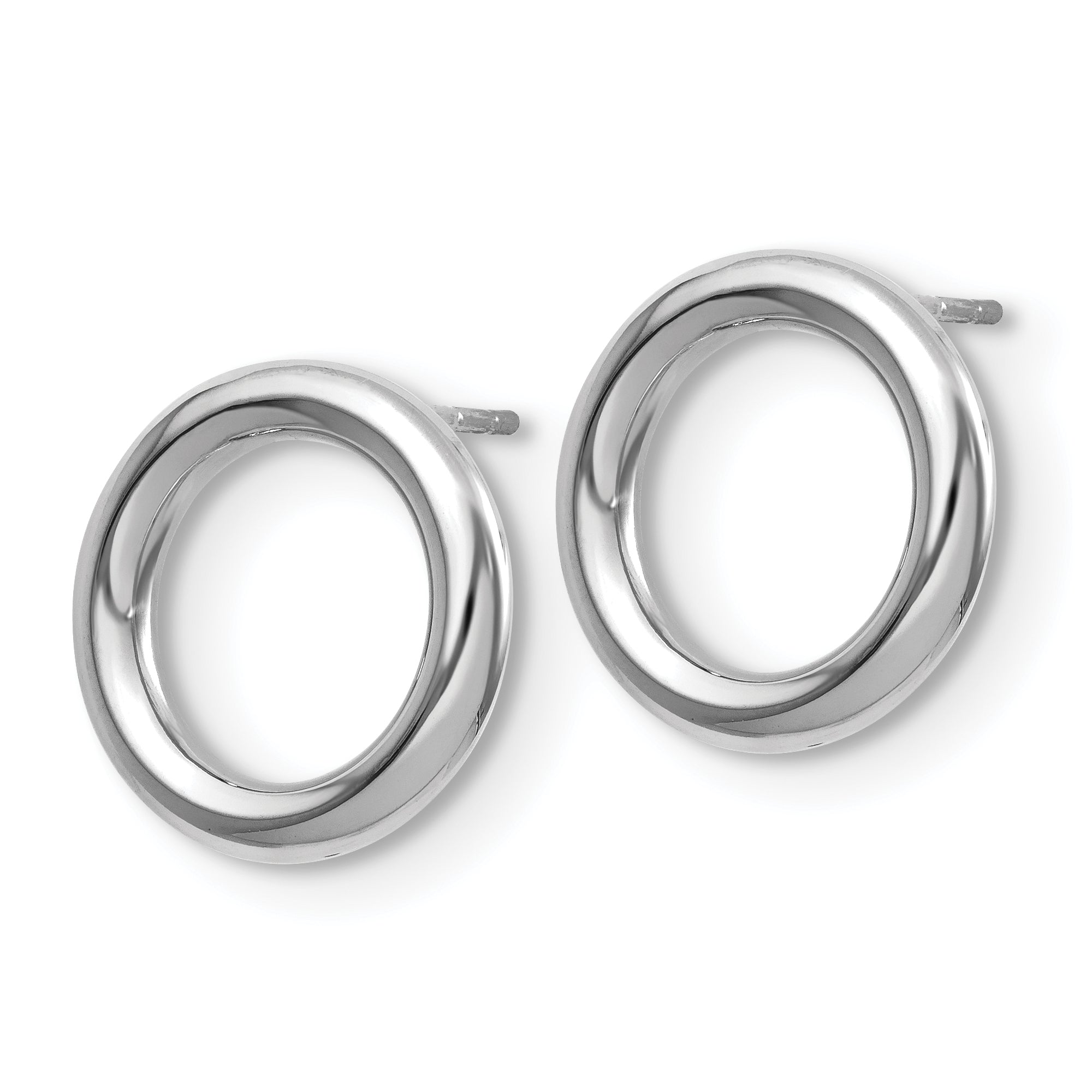 14K White Gold Polished Circle Post Earrings