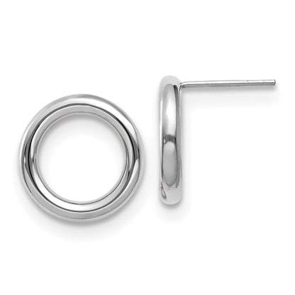 14K White Gold Polished Circle Post Earrings