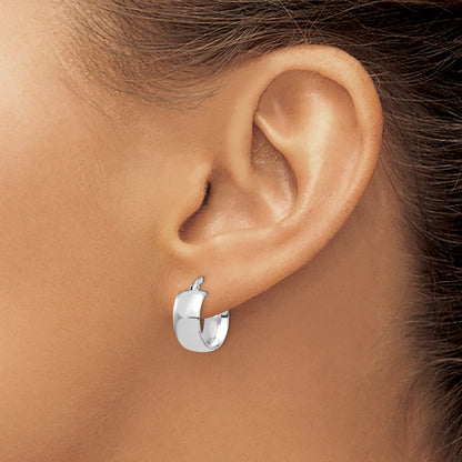 14K Yellow & Rhodium W/ White Plating 6mm High Polished Huggie Earrings